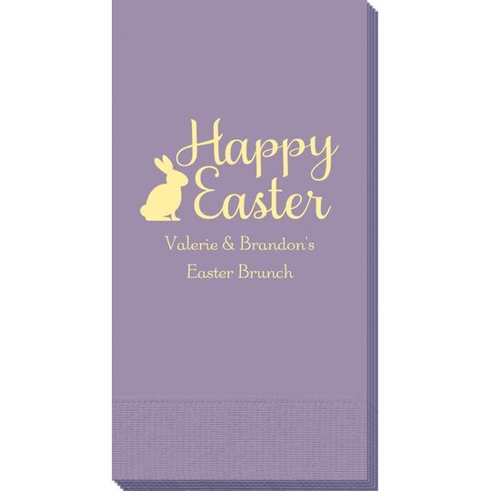 Script Happy Easter Bunny Guest Towels